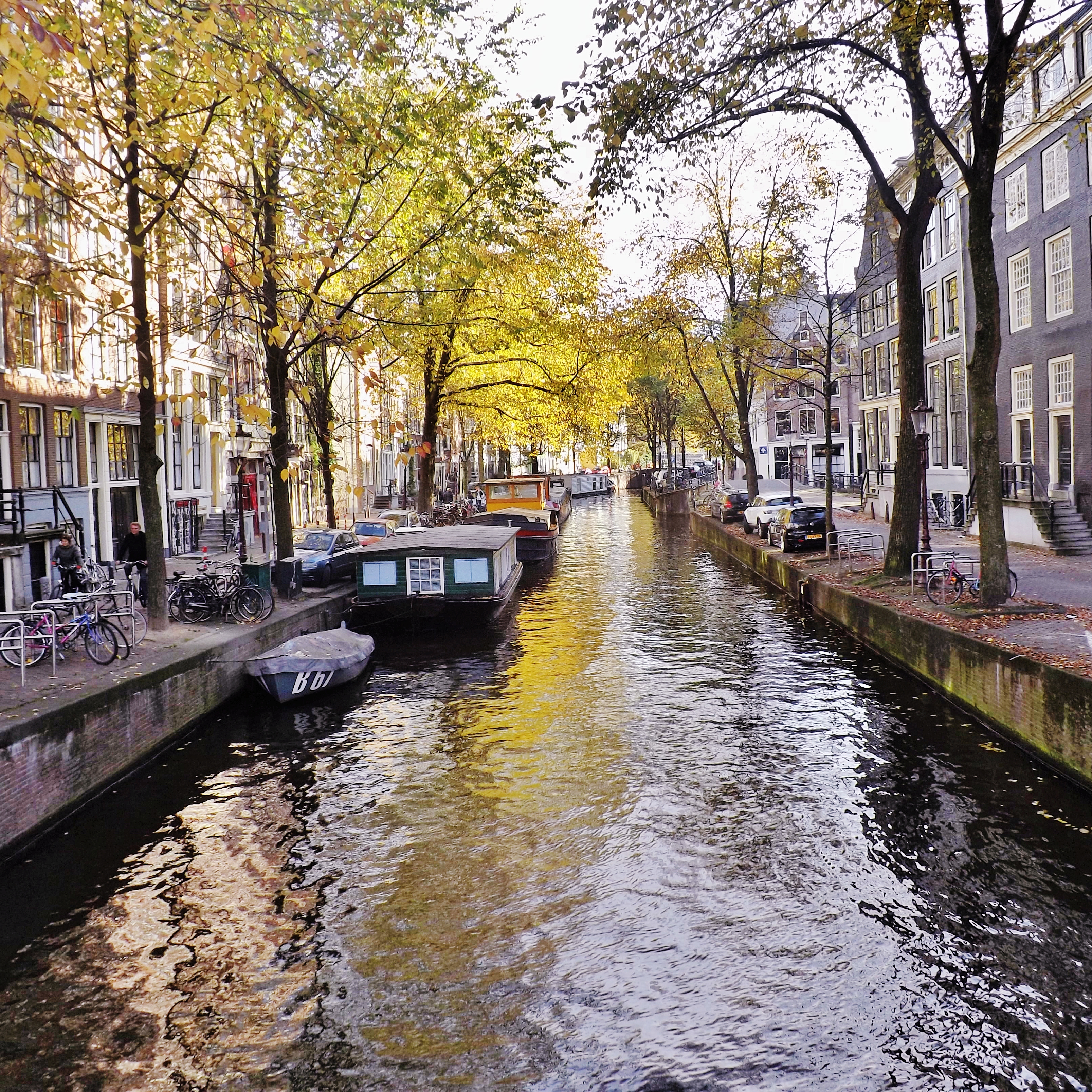 View down the canal in Amsterdam