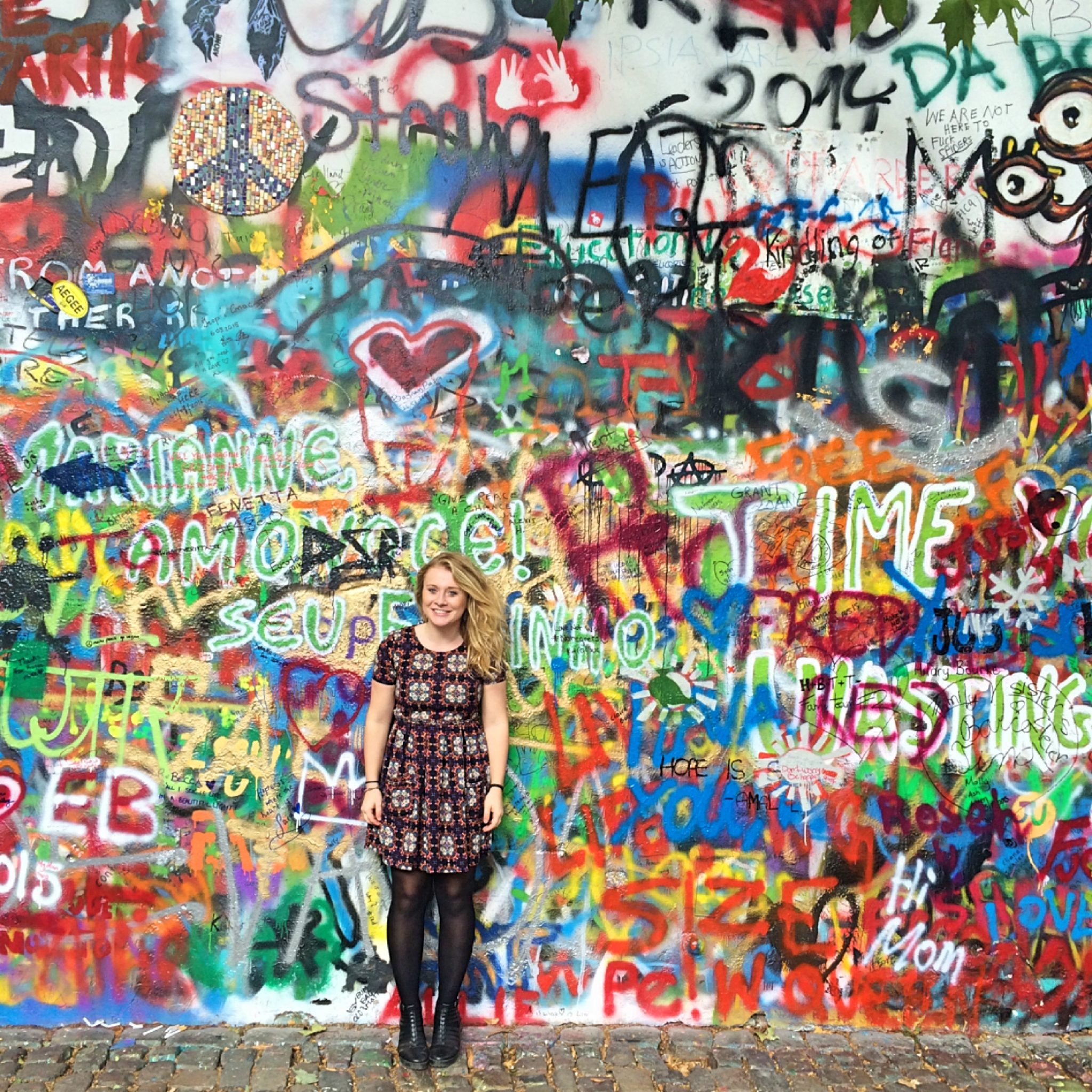 Me in front of the John Lennon wall in Prague 