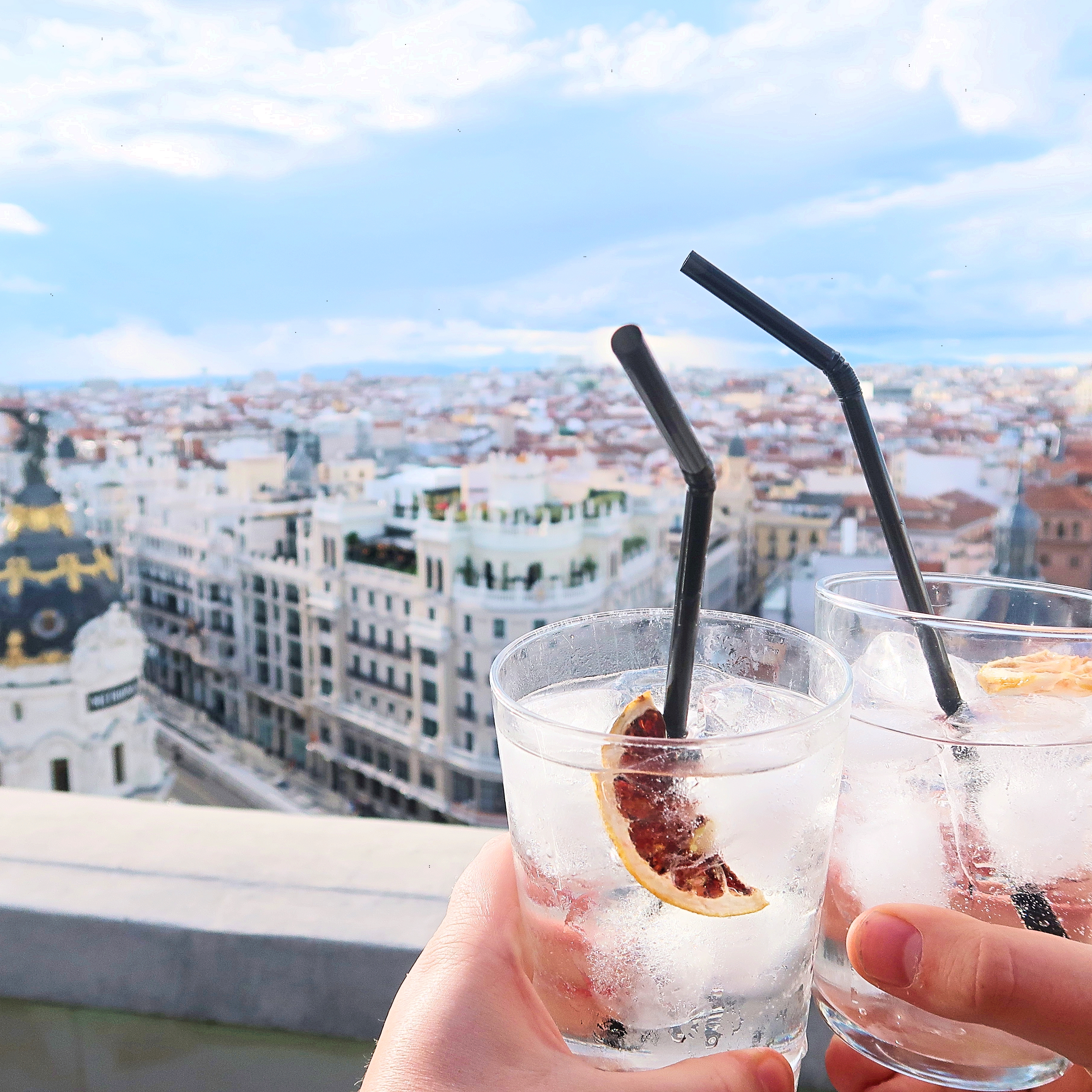 Gin glasses on a rooftop bar