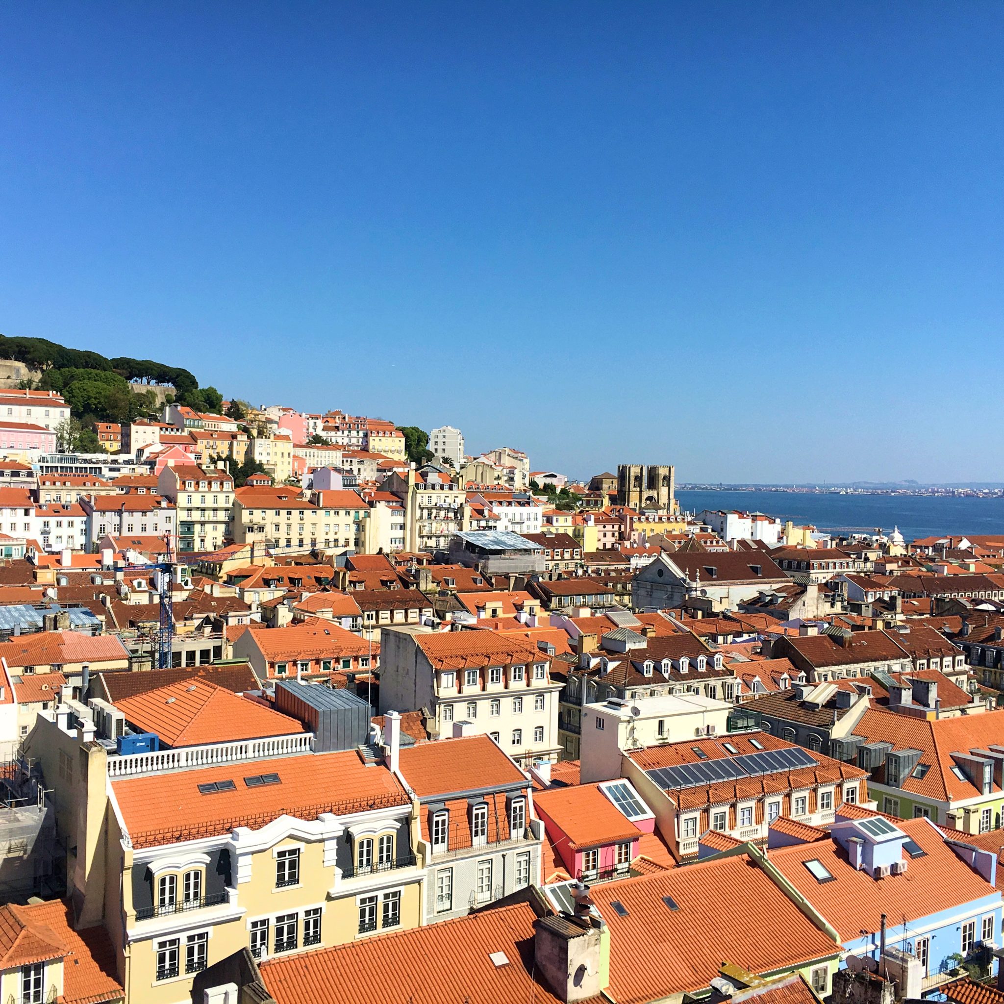 View over the orange rooftops in Lisbon 