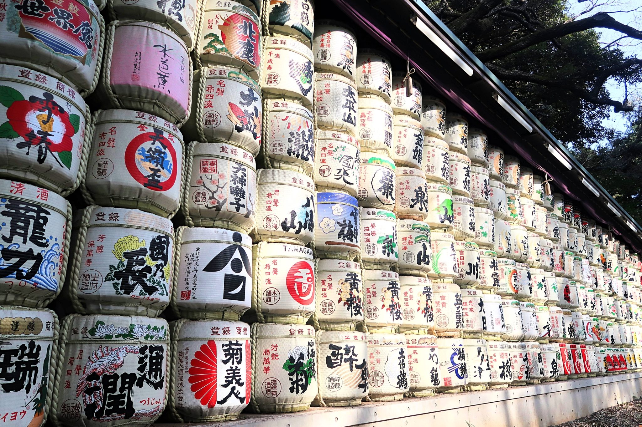 Tokyo - The Best Bits: on route to the Meiji Shrine, see these fabulous Sake barrels. 