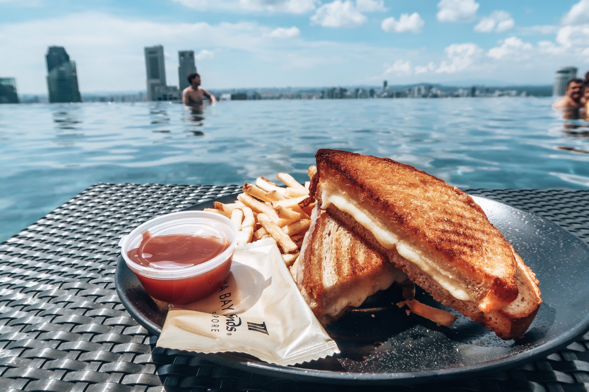 Cheese Toasties at the infinity pool 