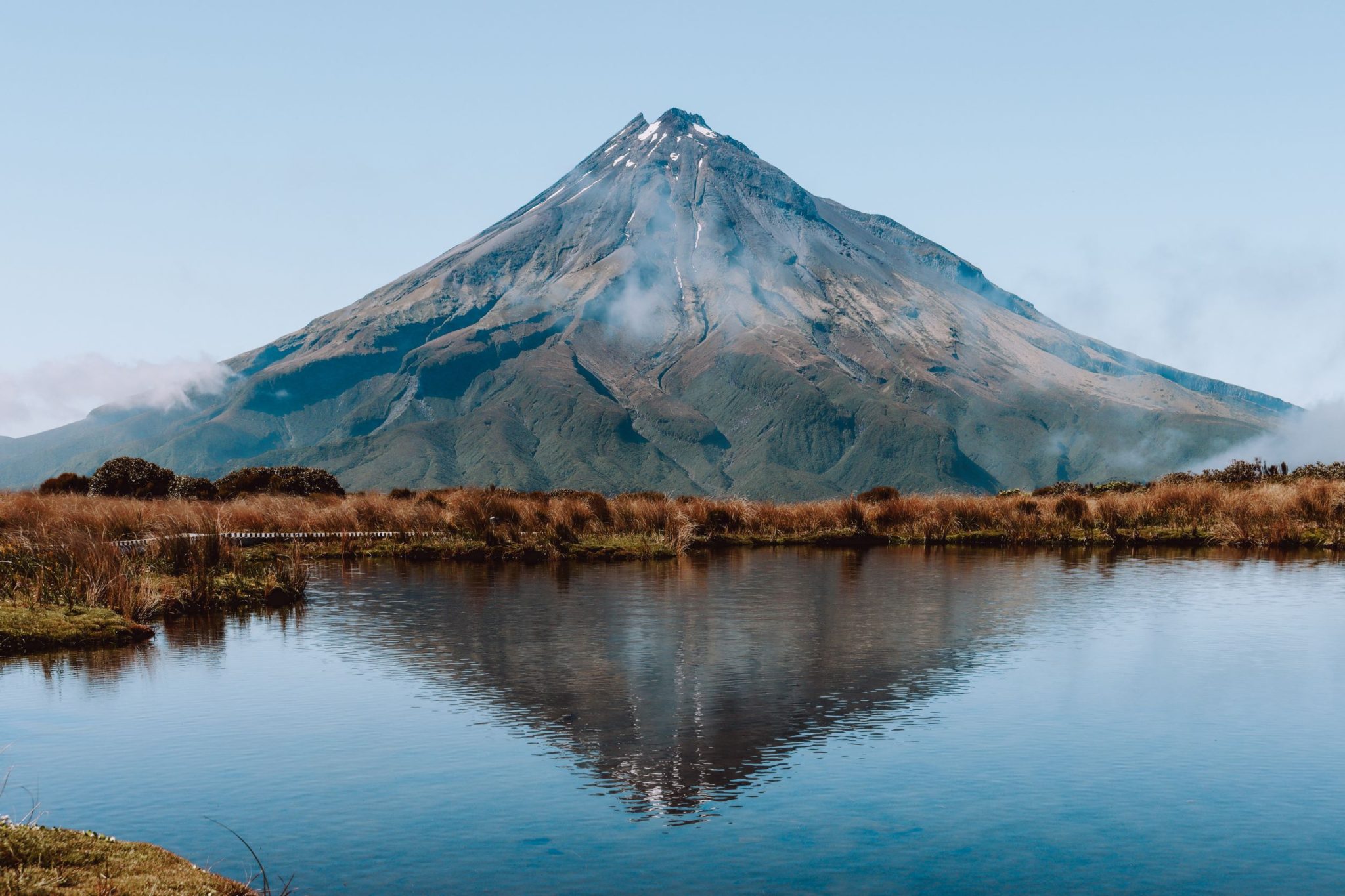 Mount Taranaki from the Pouakai Tarns, North Island New Zealand