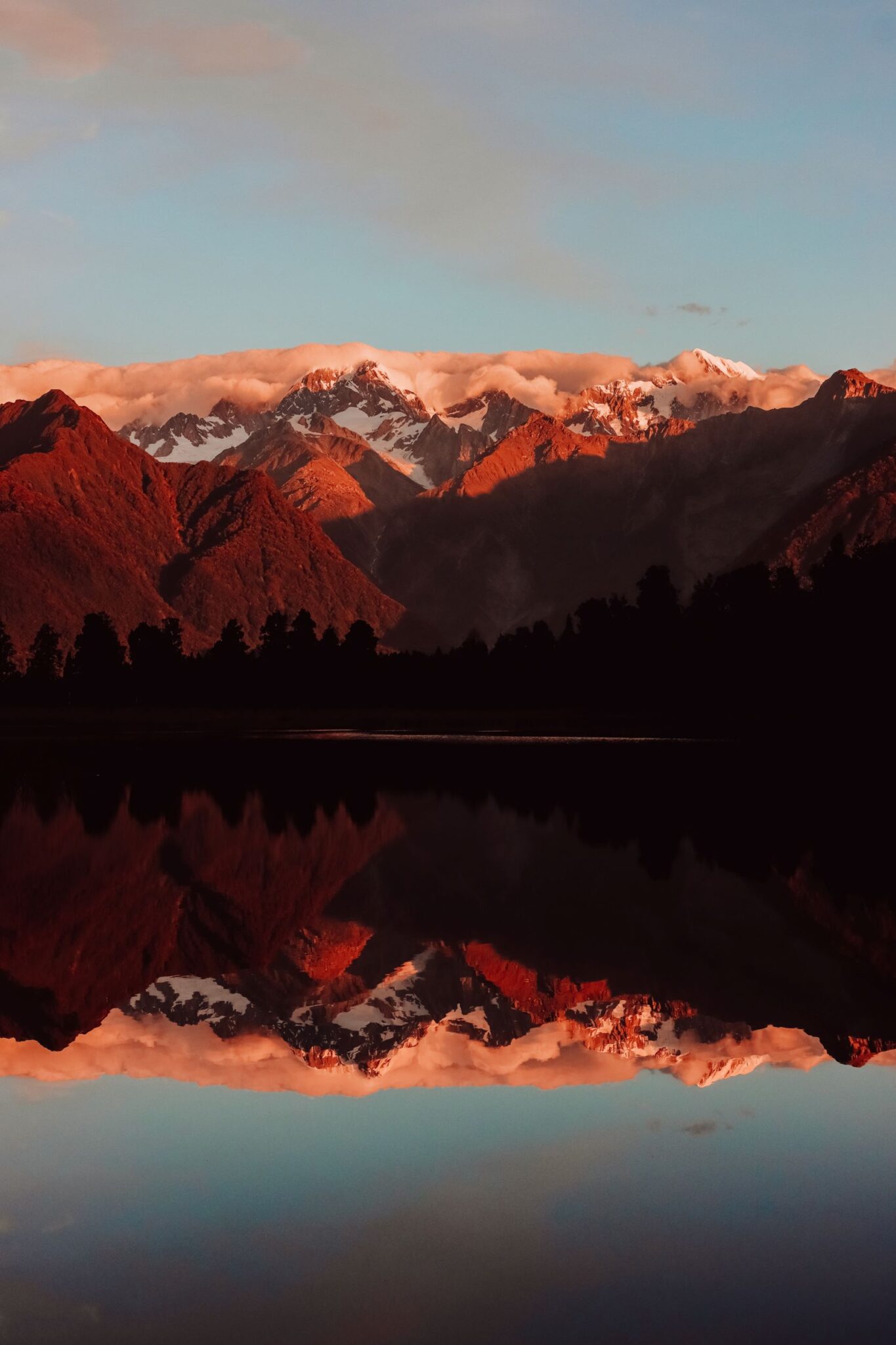 Sunset at Lake Matheson - West Coast New Zealand
